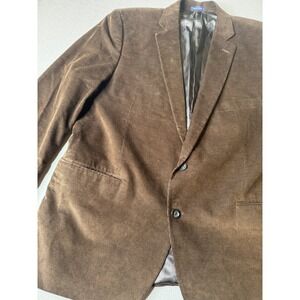 Stafford Signature Mens 48 Reg Brown Corduroy Sport Coat Blazer Elbow Patches